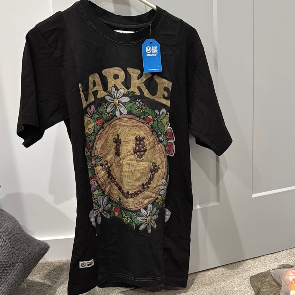 Market RW (Re Worked) Black Smiley Face Shirt, Brand New, Size M